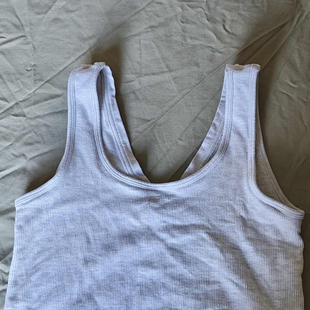 Fabletics Light Gray Ribbed Tank Top - Picture 2 of 3